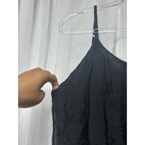 Scandal Italy Silk Blend Maxi Dress OS Boho Flowy Sleeveless Romantic Black Boho - Picture 6 of 13